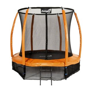 Trampolina Ogrodowa Jumpi 252cm/8FT Maxy Comfort Plus Pomarańczowa Z Wewnętrzną Siatką