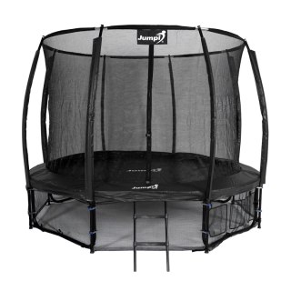 Trampolina Ogrodowa Jumpi 374cm/12FT Maxy Comfort Plus Czarna Z Wewnętrzną Siatką