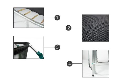 Trampolina Ogrodowa Jumpi 374cm/12FT Maxy Comfort Plus Czarna Z Wewnętrzną Siatką