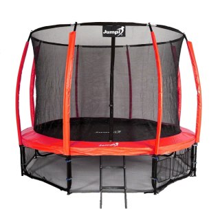Trampolina Ogrodowa Jumpi 374cm/12FT Maxy Comfort Plus Czerwona Z Wewnętrzną Siatką