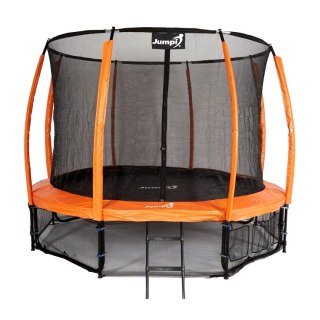 Trampolina Ogrodowa Jumpi 374cm/12FT Maxy Comfort Plus Pomarańczowa Z Wewnętrzną Siatką