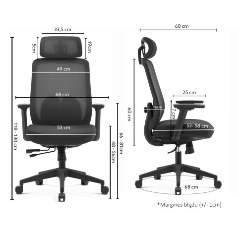 Fotel biurowy ergonomiczny ANGEL runO czarny