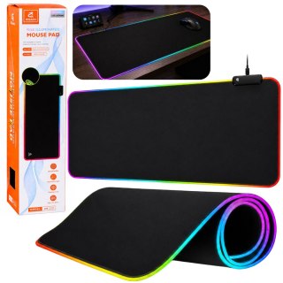 Podkładka pod mysz i klawiaturę RGB LED, 90 × 40 cm