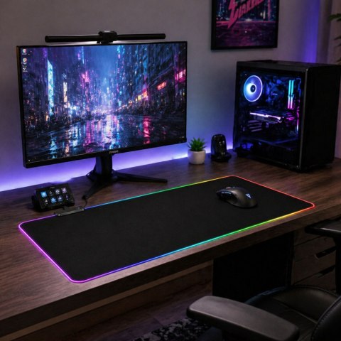 Podkładka pod mysz i klawiaturę RGB LED, 90 × 40 cm