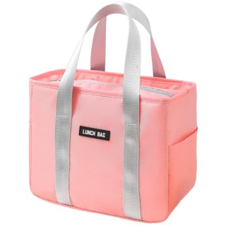 Torba termiczna Lunch Bag na śniadanie, jasnoróżowa, 24 cm