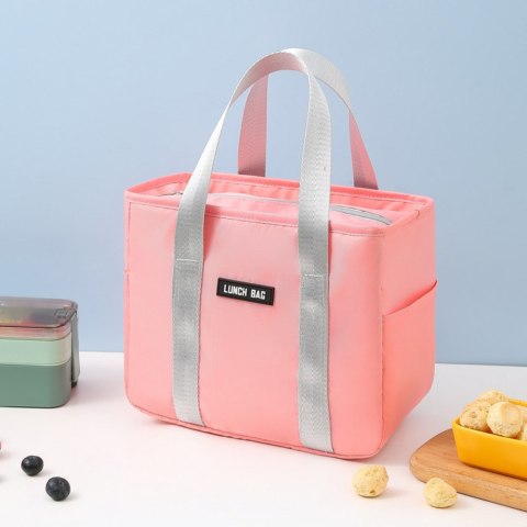 Torba termiczna Lunch Bag na śniadanie, jasnoróżowa, 24 cm