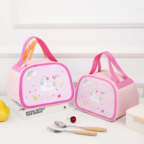 Torba termiczna Lunch Bag z jednorożcem, różowa, 23 cm