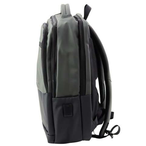 Plecak miejski na laptopa 16 l z USB, czarno-szary