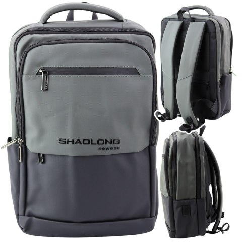 Plecak miejski na laptopa 16 l z USB, czarno-szary