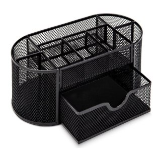 Metalowy organizer na przybory z szufladą, czarny