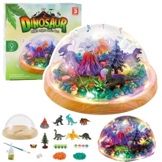 Terrarium z dinozaurami - lampka LED z pozytywką DIY