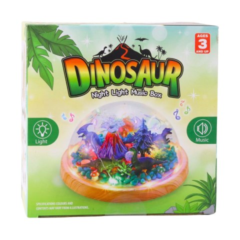 Terrarium z dinozaurami - lampka LED z pozytywką DIY