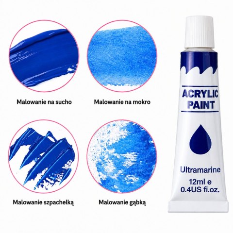 Farby akrylowe artystyczne 24 kolory po 12 ml