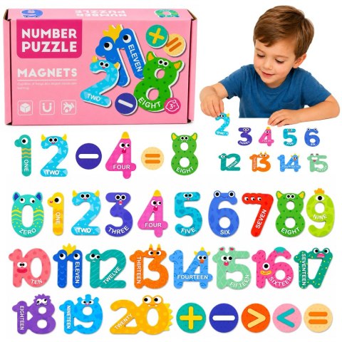 Puzzle magnetyczne - liczby i działania, 26 elementów