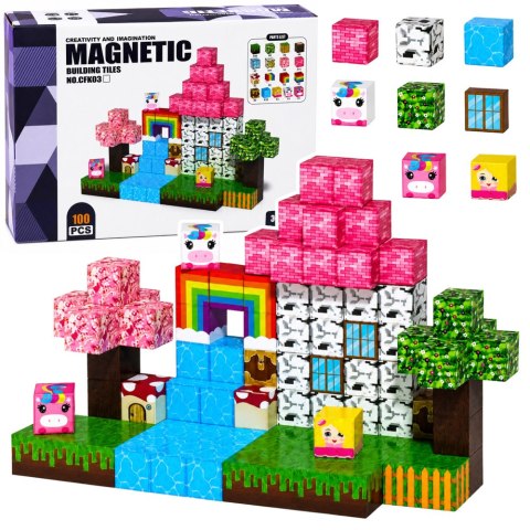 Zestaw Klocki Magnetyczne Kostki Sześciany Piksel Magiczna Kraina 3D 100el.