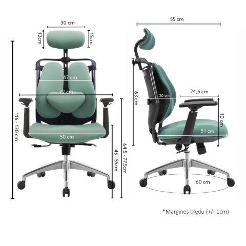 Fotel biurowy ergonomiczny ANGEL Stelio Zielony