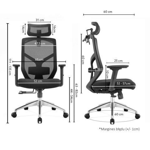 Fotel biurowy ergonomiczny Rosa czerwony ANGEL