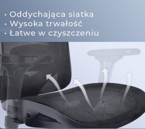 Fotel ergonomiczny ANGEL biurowy obrotowy kalistO Grafitowy