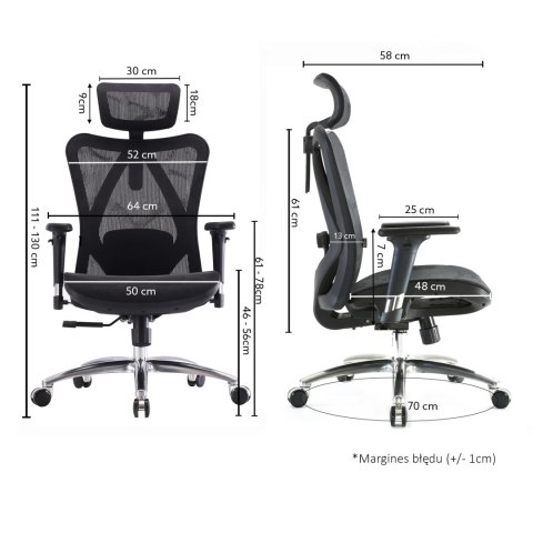 Fotel ergonomiczny ANGEL biurowy obrotowy kalistO szary