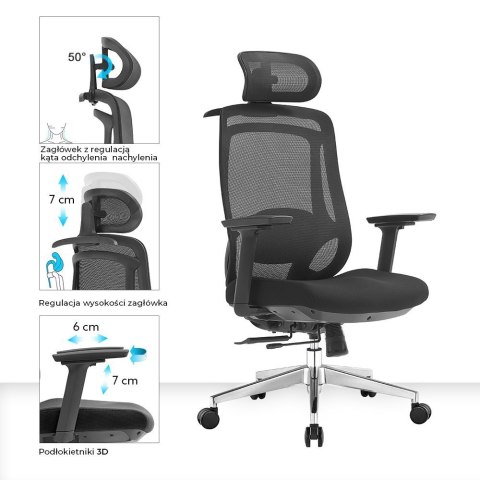 Fotel biurowy ergonomiczny Rosa 2.0 czarny ANGEL